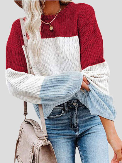 Pull en tricot colorblock douillet pour superposition décontractée