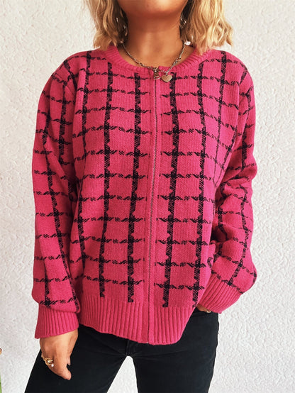 Cardigan à carreaux confortable avec poches pour un style quotidien