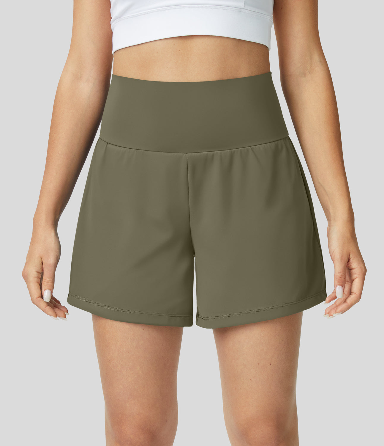 Femmes 2 en 1 poches latérales taille haute de yoga Shorts