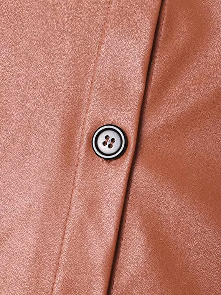 Veste aviateur en cuir vintage avec revers et fermeture à boutons