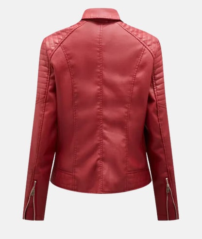 Veste de motard femme chic en cuir synthétique