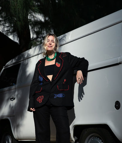 Blazer imprimé homard chic pour un style côtier