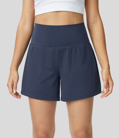 Femmes 2 en 1 poches latérales taille haute de yoga Shorts