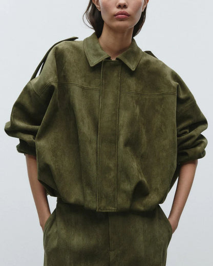 Blouson Aviateur en Daim pour Femme