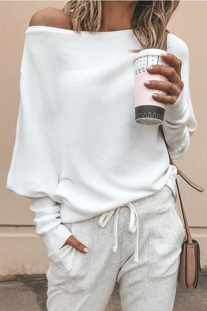 Haut droit épaules dénudées côtelé