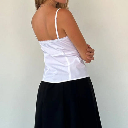 Chic crop top avec décolleté en V et nœud ajustable