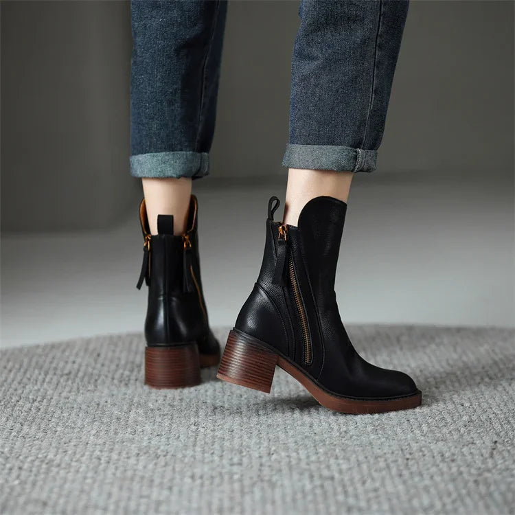Bottes Cheville en Cuir Élégantes pour un Style Quotidien