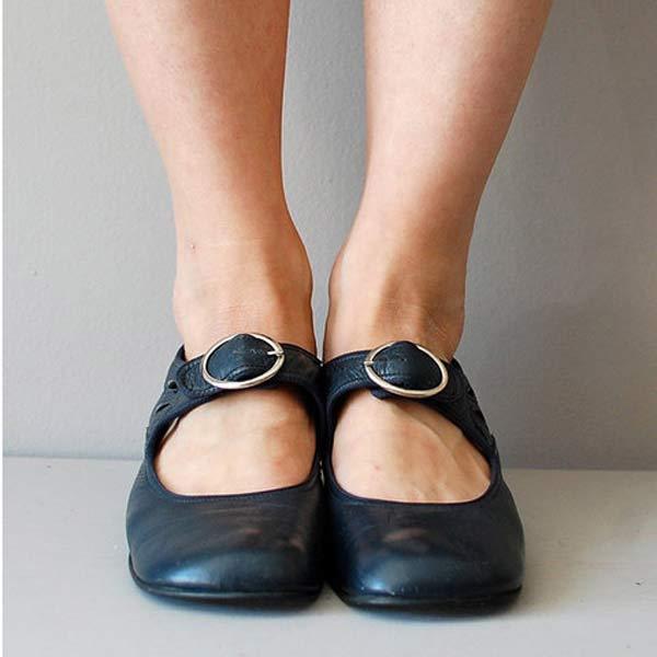 Chaussures Ronde À Bout Vintage Élégantes Femmes