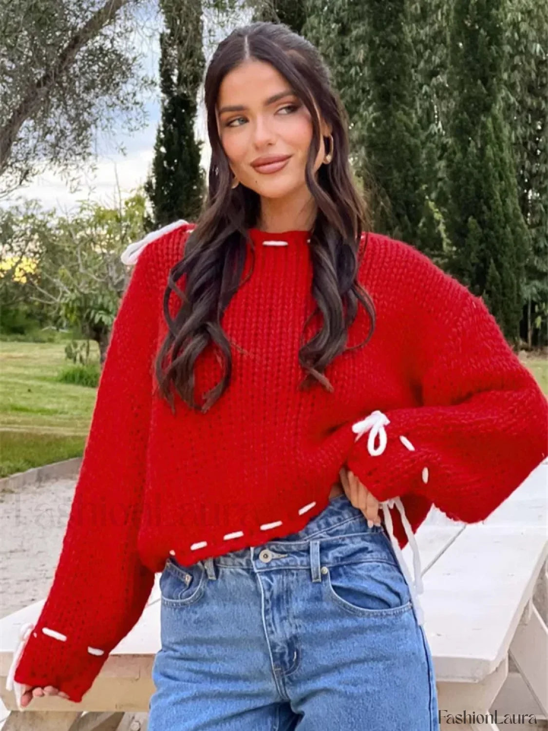 Pull-over en maille confortable avec détails contrastants