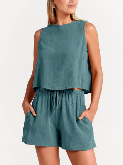 Ensemble Sans Manches À Haut Court Et Short Femmes