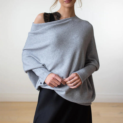 Pull en tricot surdimensionné et confortable à épaules dénudées