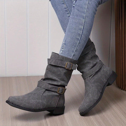 Bottes chevilles en cuir chic avec détail boucle