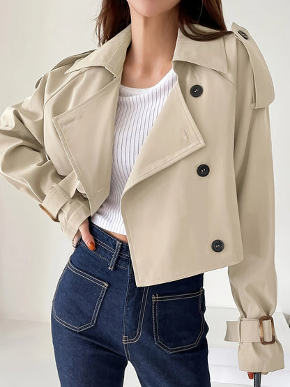 Manteau trench court à boutons pour femmes