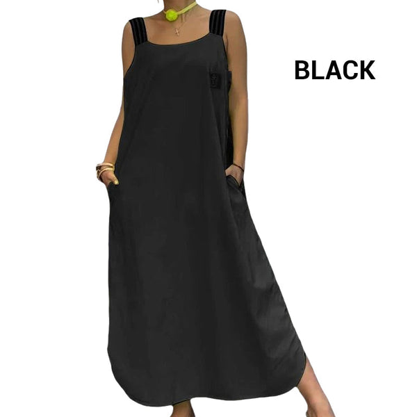 Robe maxi fluide avec larges bretelles et poches