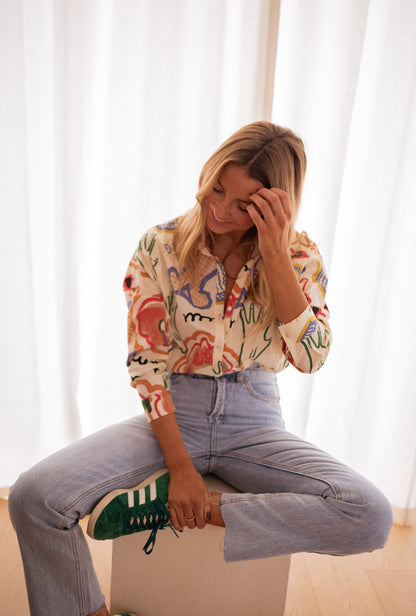 Blouse Chemise Légère à Motifs