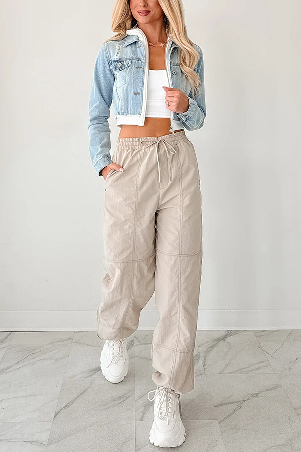 Veste à capuche décontractée en denim patchwork