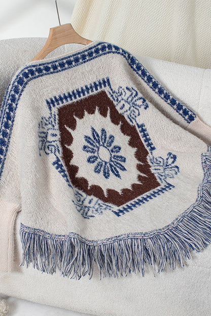 Pull en tricot à ourlet à franges bohème