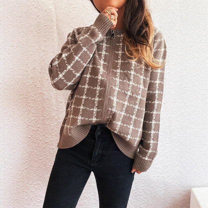 Cardigan à carreaux confortable avec poches pour un style quotidien