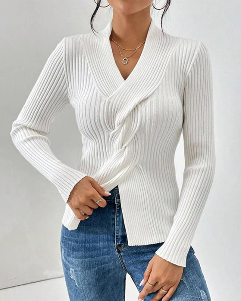 Pull côtelé à torsade devant douillet