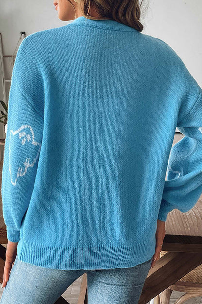 Cardigan boutonné en maille avec fantôme d'Halloween douillet