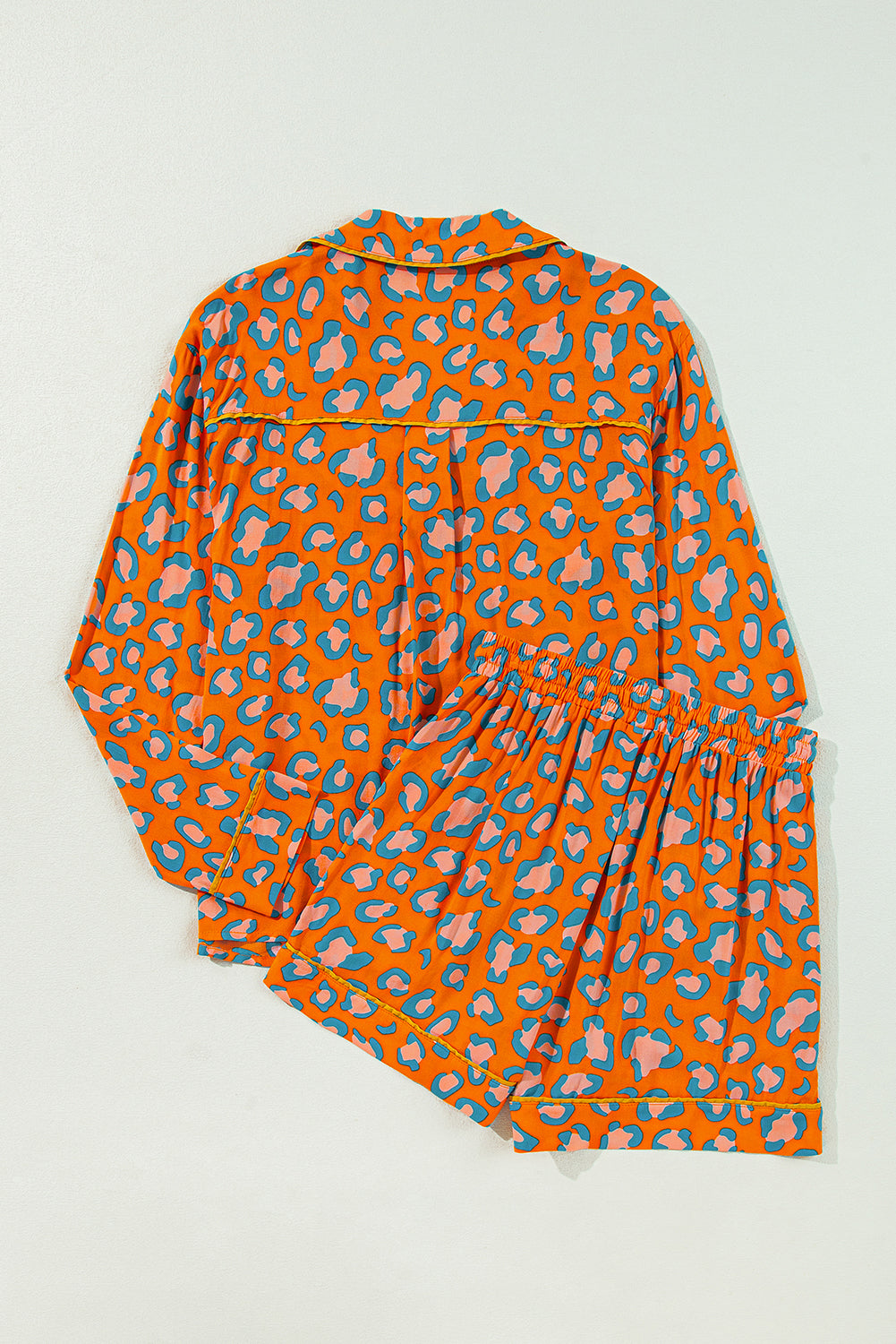 Ensemble chemise et short imprimé léopard orange femmes