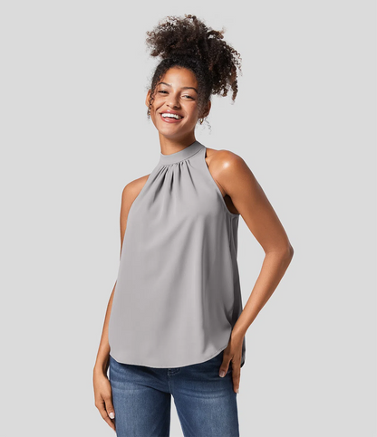 Blouse Halter Élégante Femme à Dos Ouvert