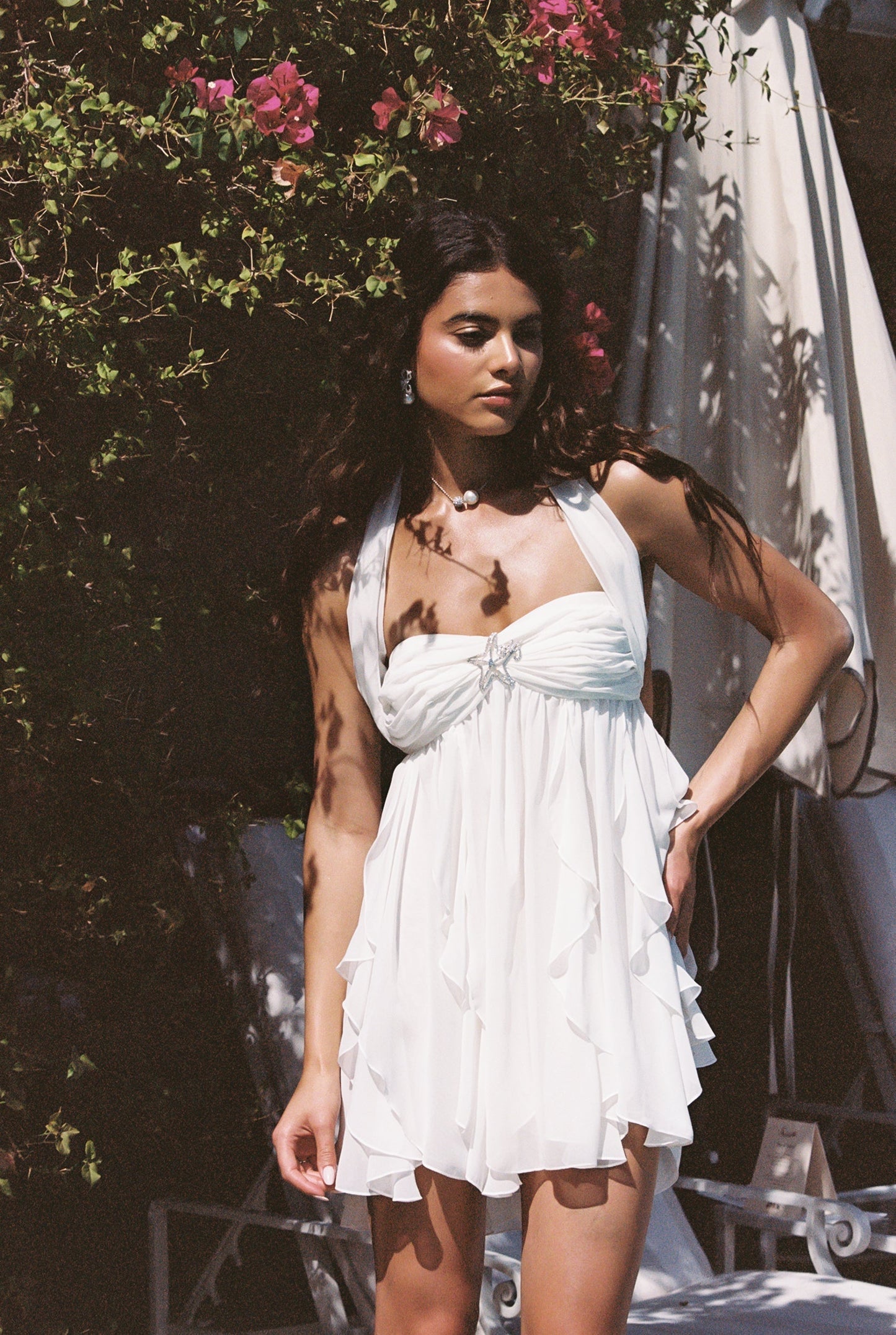 Robe à col licou fleurie