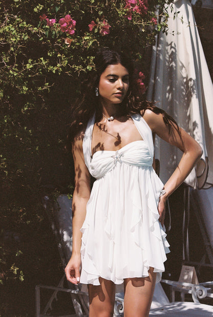 Robe à col licou fleurie