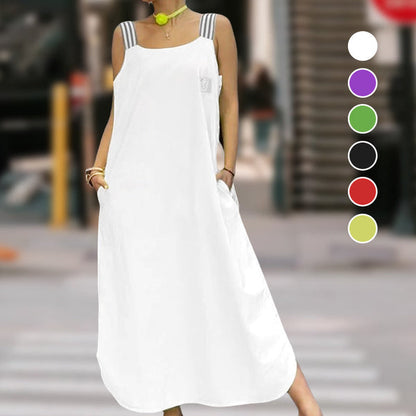 Robe maxi fluide avec larges bretelles et poches