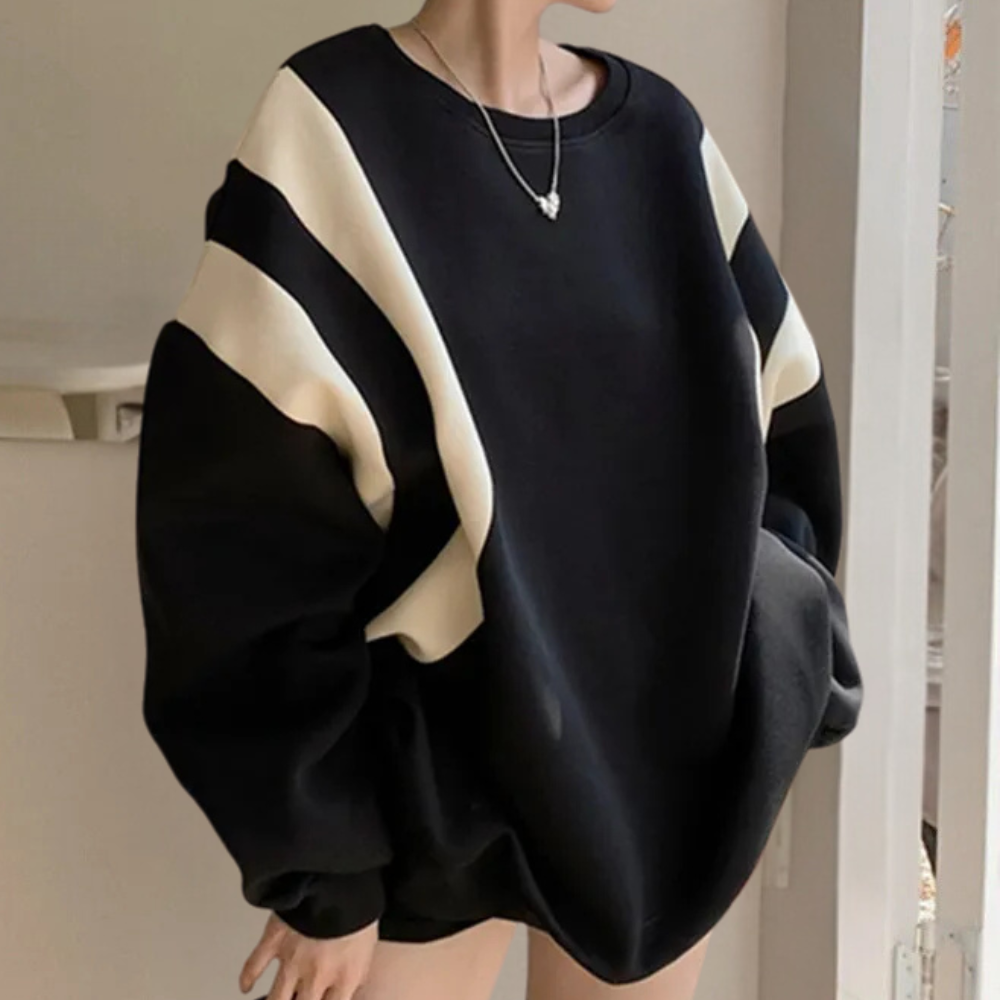 Pull à Col Rond à Rayures Surdimensionné pour Femme