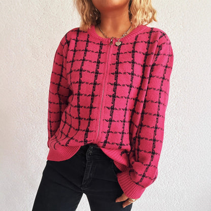 Cardigan à carreaux confortable avec poches pour un style quotidien