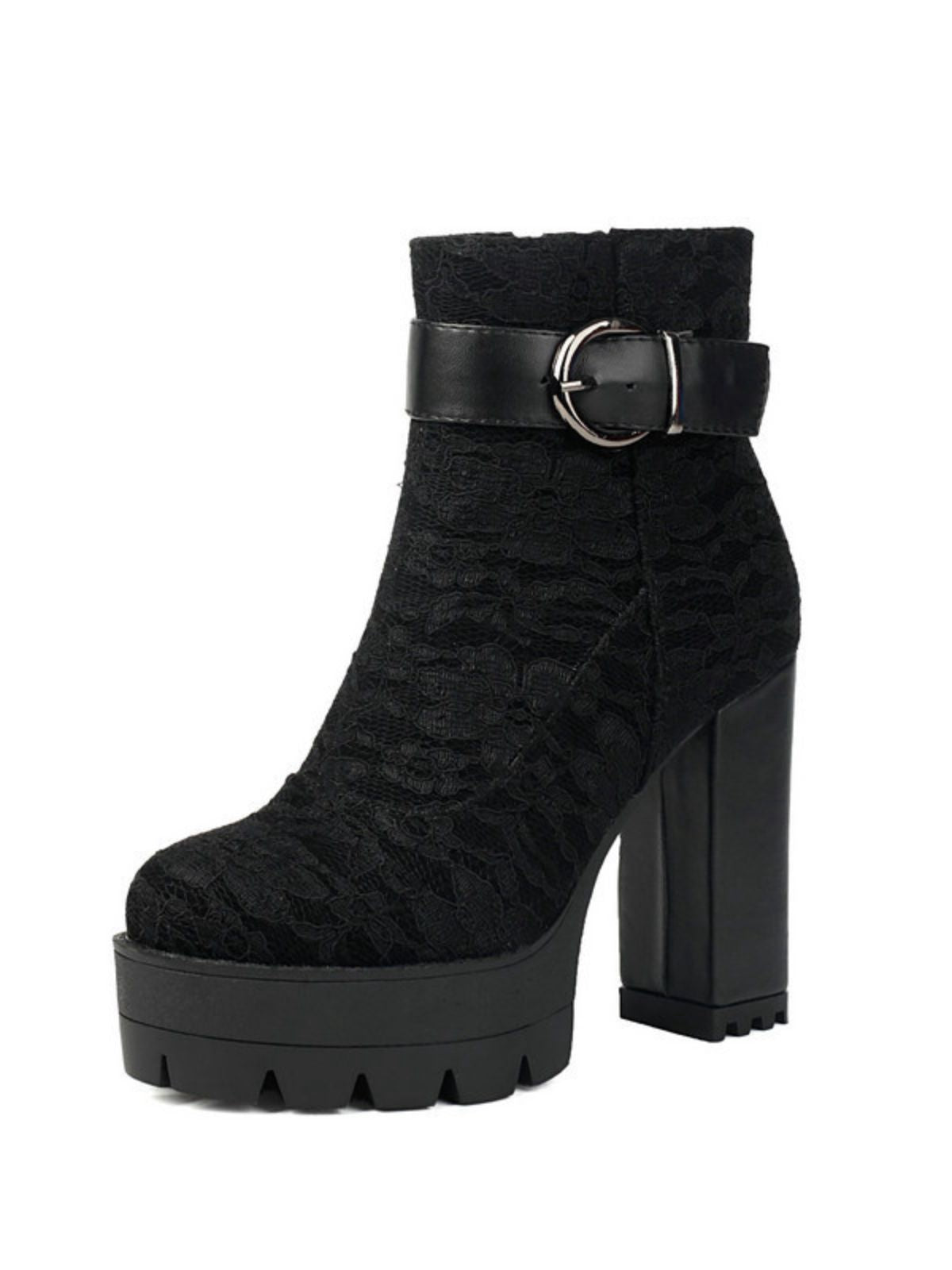 Bottes à plateforme en dentelle vintage avec talons épais