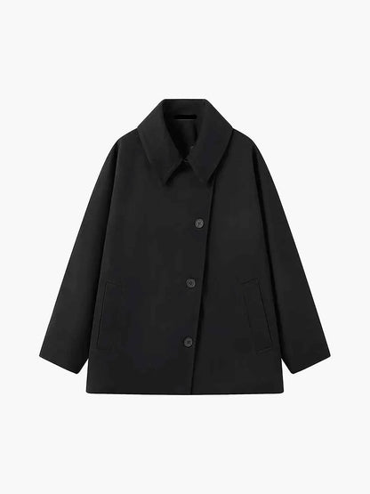 Manteau d'hiver oversize pour femmes avec col à revers et boutons asymétriques