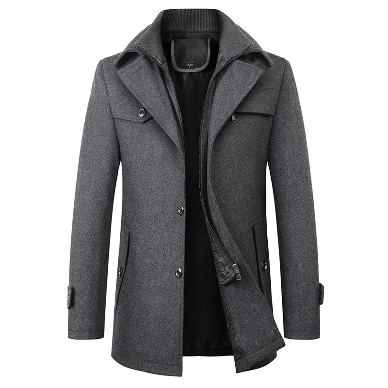 Veste Homme Mi-Longue à Col Double Élégant