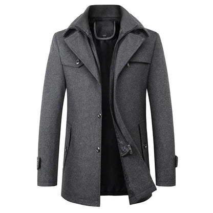 Veste Homme Mi-Longue à Col Double Élégant