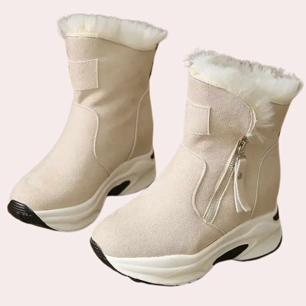 Bottes Hautes en Daim Doublées de Fourrure pour Femmes