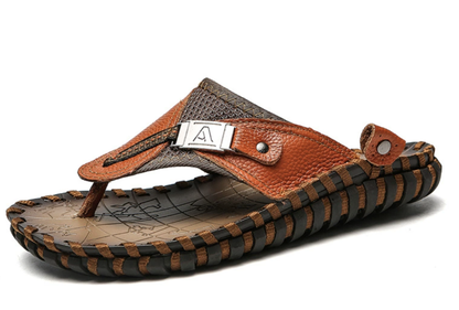 Tongs en Cuir Texturé Luxe pour Hommes