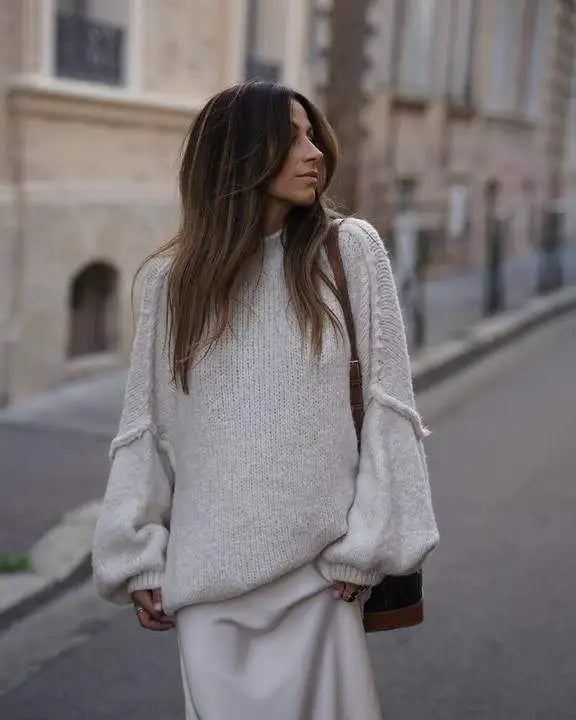 Pull Tricoté Oversized Confortable pour Femme