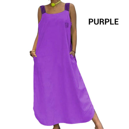 Robe maxi fluide avec larges bretelles et poches