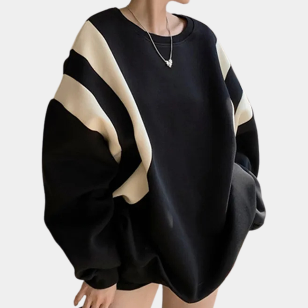 Pull à Col Rond à Rayures Surdimensionné pour Femme