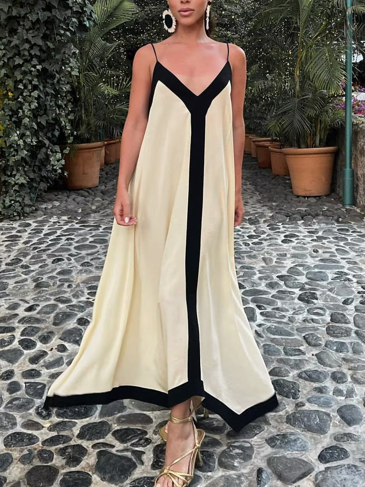 Robe Longue Femme Élégante avec Bretelles Fines