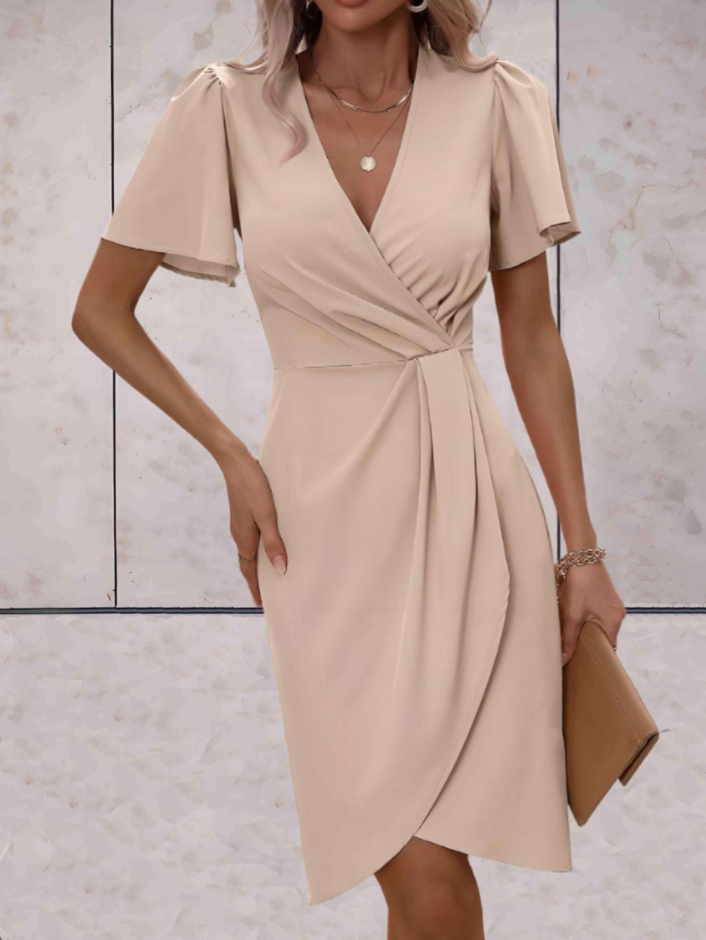 Robe Évasée Femme Élégante Col V pour Soirée