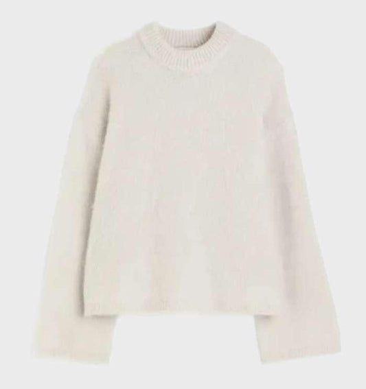 Pull en mohair à col rond confortable pour femmes