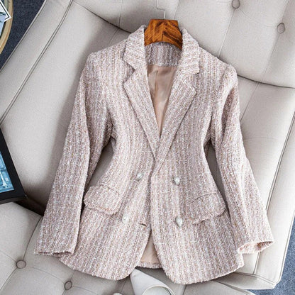 Veste Blazer Cintrée à Carreaux Élégante pour Femmes