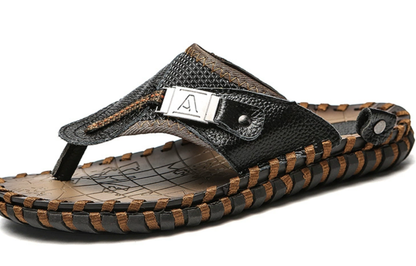 Tongs en Cuir Texturé Luxe pour Hommes