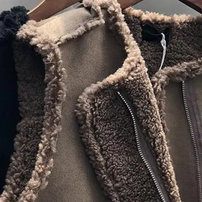 Gilet Sans Manches Suédé Laine Femme