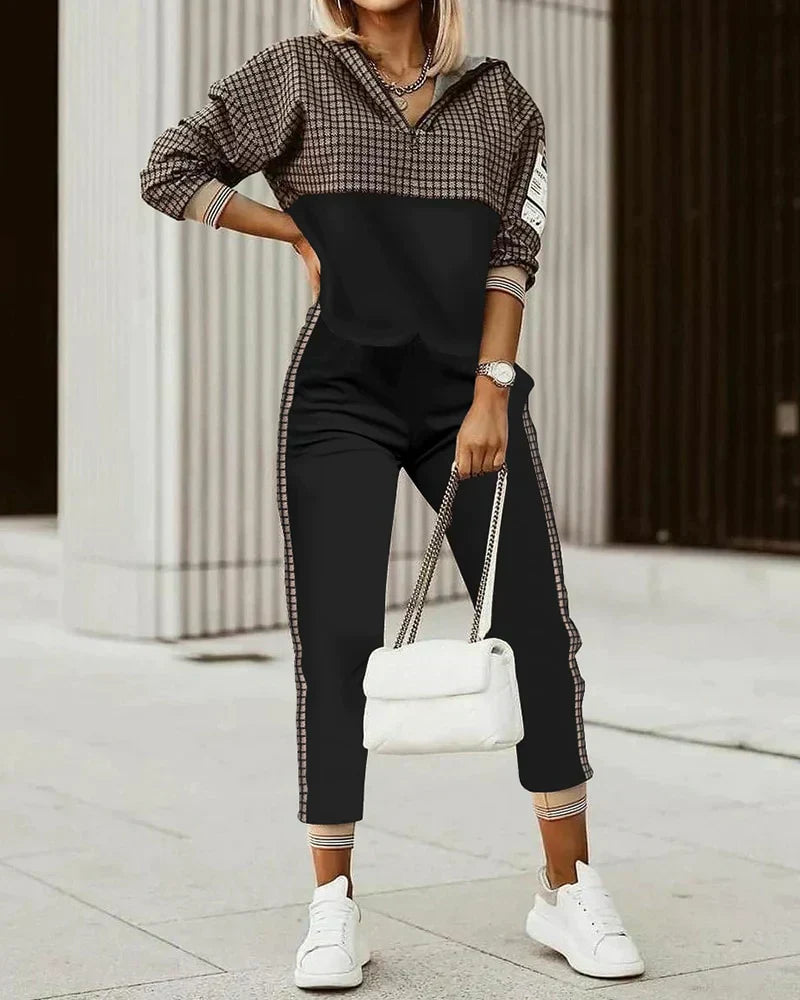 Ensemble Confort Chic à Pull Col V et Pantalone pour Femme
