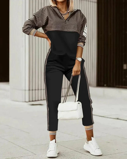 Ensemble Confort Chic à Pull Col V et Pantalone pour Femme