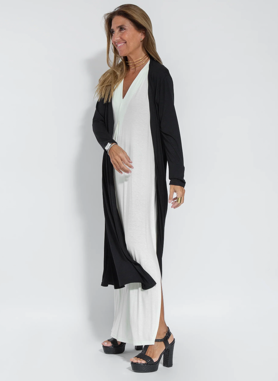 Ensemble Élégant Robe Maxi et Gilet Femmes