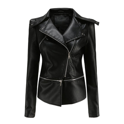 Blouson Motard en Cuir Stylé pour Femme